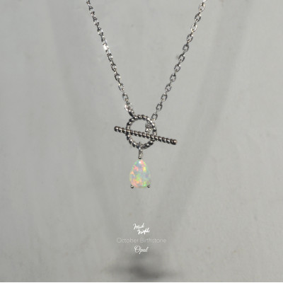 October Birthstone- Australia Droplet Opal Necklace 